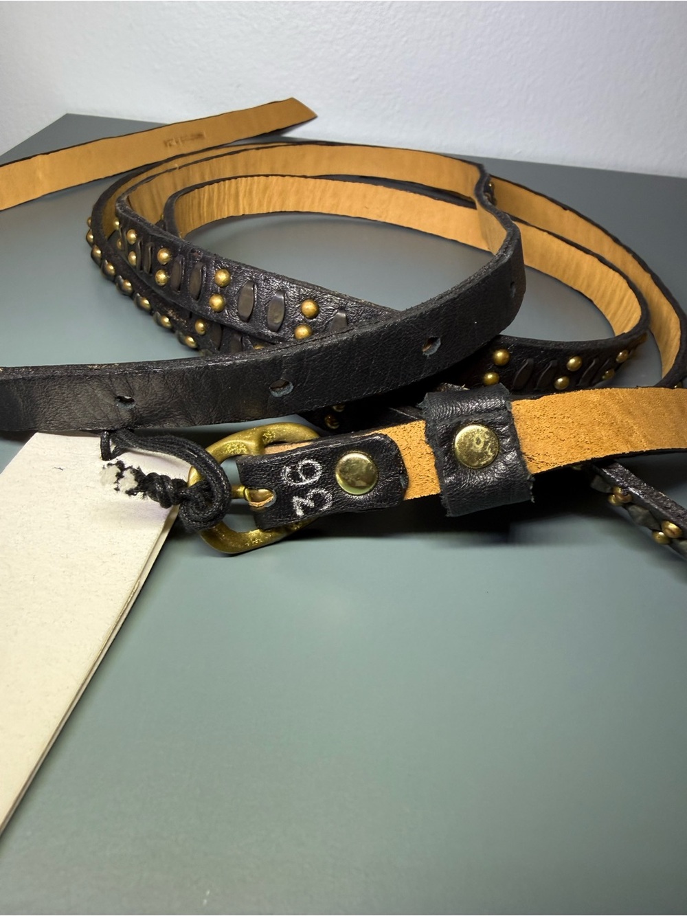 Urban Zen Celso Tia Double Wrap Studded Leather Belt NWT Size 36 - Picture 4 of 6